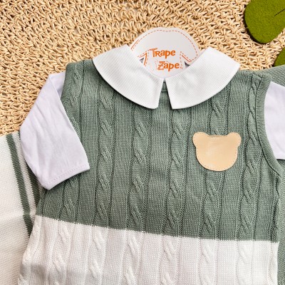 Saída de Maternidade Guilherme - Verde e Bege Saída de Maternidade Guilherme - Verde e Bege